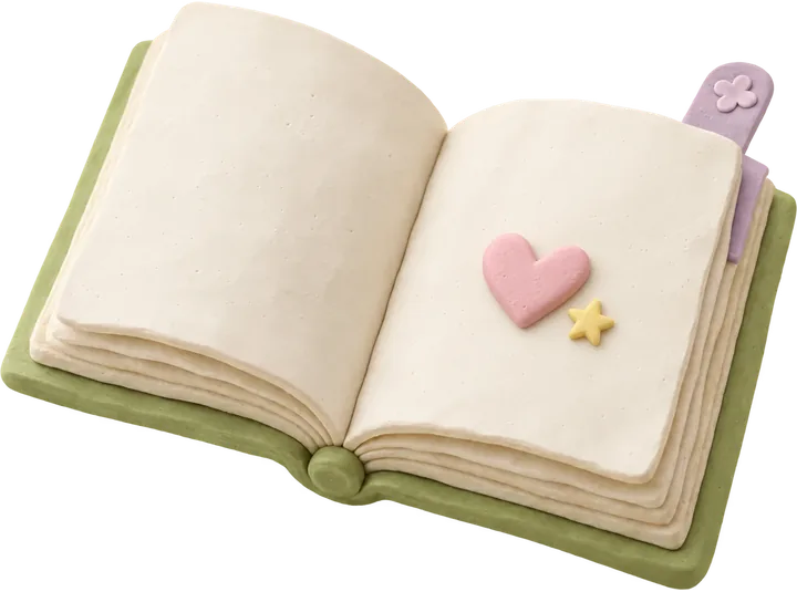 Illustration en pâte à modeler : un livre ouvert